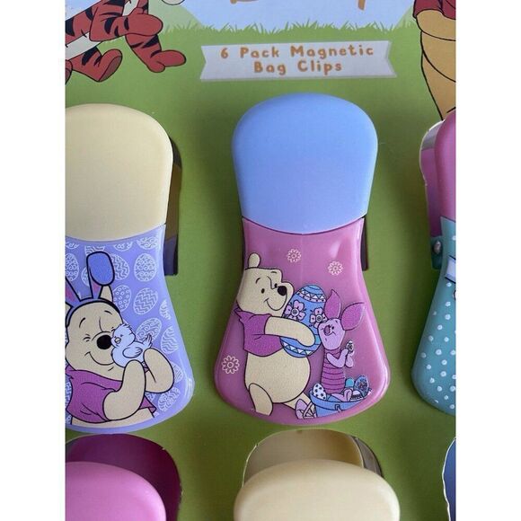 6 Pack Disney Winnie The Pooh Piglet Magnetic Bag Clips Easter Eggs Spring NEW - Picture 4 of 12